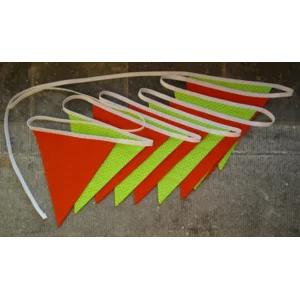 Handgemaakte vlaggenlijn - Slinger Oranje / Groen met witte stippen