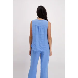 Signe Nature Linnen top: blauw ( Signe.1305 )