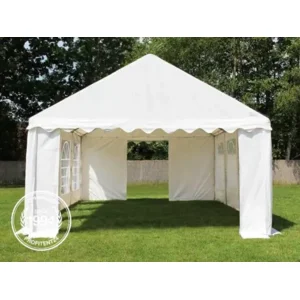 Partytent - Feesttent - Paviljoentent - 4x6m - PVC / wit / 100% waterdicht & UV-bestendig / Inclusief zijwanden