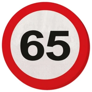 Servetten - 65 Jaar - Verkeersbord - 20st.