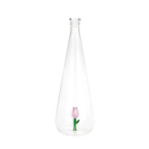 Balvi Waterfles Karaf Tulp Roze 1L Glas