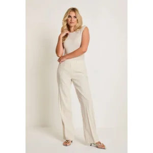 Para Mi Linnen Broek: Hannah, flowy linnen, Sand kleur ( PARA.414