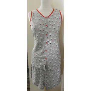 Egatex Dames pyjama doorknoop: Top + short ( Ega.221)