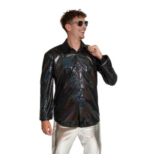 Shirt - Disco - Zwart - Glanzend - L