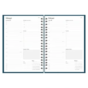 Agenda - 2024 - Thuiswerkagenda - Blauw - Groot - 17,5x25cm