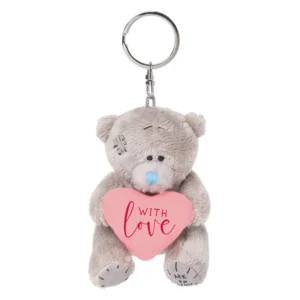 Sleutelhanger - Beer - Met pluche hart - With love - 8cm