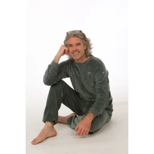 Perlina Heren pyjama: Melvin, Velour, Opal groen ( LINA.99