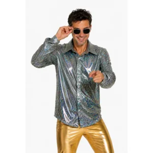 Shirt - Disco - Zilver - Glanzend - S