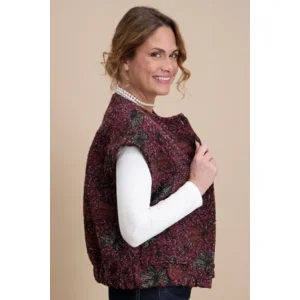 Signe Nature Gilet zonder mouwen: Bordeau, bouclé / Jacquard weving ( Signe.1420 )