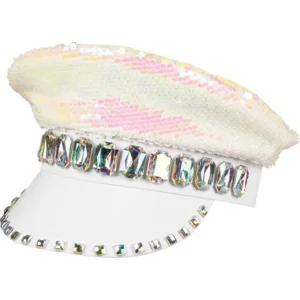 Witte pet - Sandy Candy met pailletten en diamanten  - Vrouwen pet