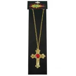 Ketting - Kruis - Goud - Sinterklaas - Incl. rode steen