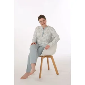 Perlina Pyjama dames, gemoltoneerd, Blauw ( LINA.6 )