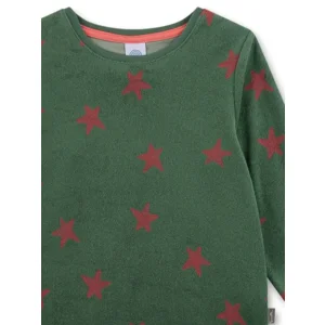 Sanetta pyjama meisjes / Jongens: groen met sterren, badstof  san.176