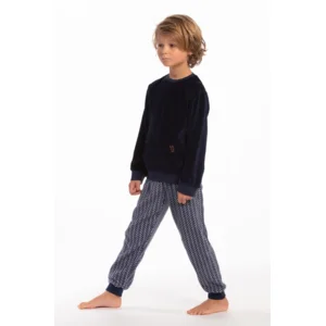 Eskimo Pyjama Jongens: Stephen, Fleece broek, shirt velours ( ESK.1816 / ESK1817 )