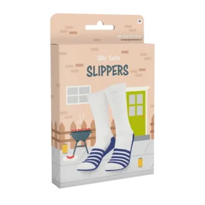 Sokken - Blauw, wit gestreepte badslippers - Silly socks - nr.10