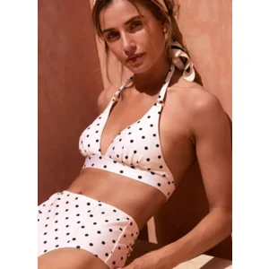 Cyell On Point triangelbikini in ivoor met zwarte polkadots