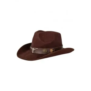 Hoed - Bruin - Cowboy - Leatherlook - Met stierenkop