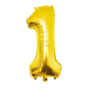 Folieballon - 1 jaar - Goud - 86cm - Zonder vulling