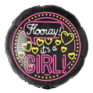 Folieballon - It's a girl - Neon - Zonder vulling