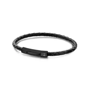 Wolf Armband leer (zwart)