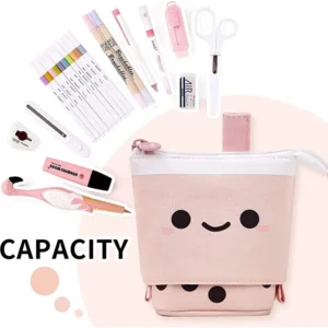 Uitschuifbaar Staand School Etui Pennenzak Canvas Roze
