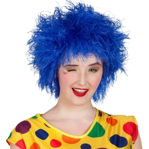 Pruik - Clown Frizzy - Blauw
