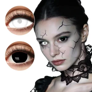 Mini Sclera Eclipse 6‑maandslenzen – Wit & Zwart – Halloween Effectlenzen