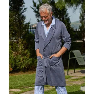 Soy ( Egatex ) Heren kamerjas: Blauw, met riem, Zomerkwaliteit ( EGA.526 )
