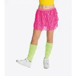 Neon roze tutu -Neon roze kanten rokje