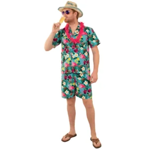 Hawaii set - Zwembroek & blouse - Blauw - L/XL