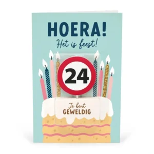 Kaart - Taartkaarsje - 24 jaar