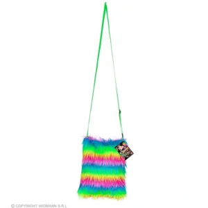 Regenboog neon pluche tas| Neon verkleed accessoire 80's