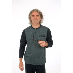 Perlina Heren Pyjama: Otto, interlock brushed, navy tot 4XL ( LINA.104 )