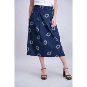 Signe Nature lange rok: Blauw / ecru ( Signe.1359 )