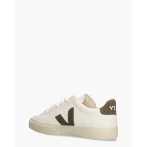 Veja Campo Leather Wit/Groen Damessneakers