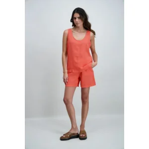 Signe Nature Dames Short Linnen, koraal ( Signe.1378 )
