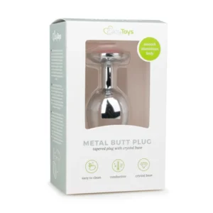 EasyToys Metalen Buttplug Zilver Met Roze Kristal 8 cm