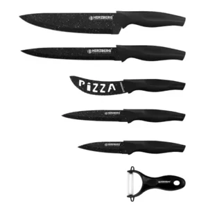 Herzberg 6-Delige messenset met marmercoating - zwart marmer