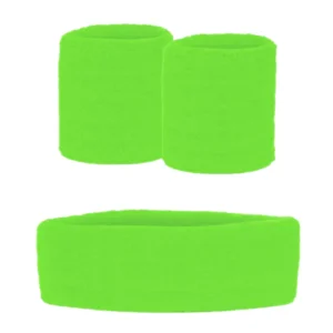 Zweetbandjes - Neon groen - Set - 3dlg.