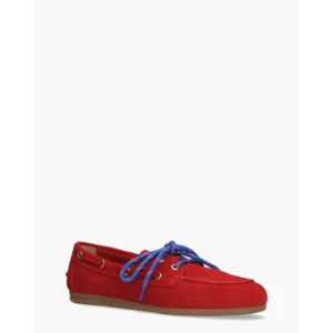Posa Boat Loafer Rood Dames Veterschoenen