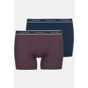 Tom Tailor Boxer: Long Pants, Bordeau + blauw, Duopack ( TOM.50 )