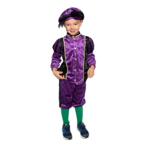 Piet - Kostuum - Paars, zwart - Velours - mt.128