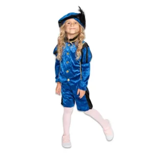 Piet - Kostuum - Blauw, zwart - Velours - mt.176