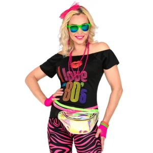 Accessoiresset fluo roos jaren 80 stijl - 5 delige roze verkleedset