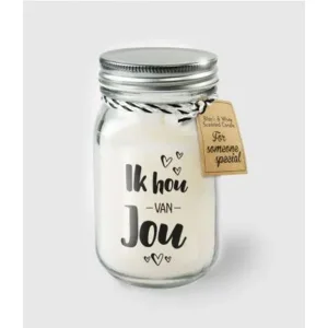 Kaars in bokaal  - ik hou van jou