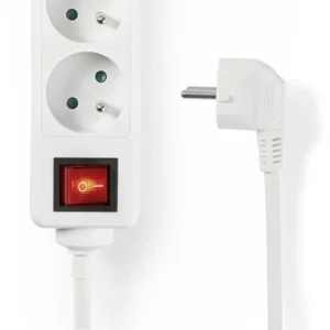 Stekkerdoos met schakelaar - 1,5 meter - 5 stopcontacten - 2 x USB - Verlengkabel Indoor Neopreen - 3G1,5mm² - IP20 - Penaarde - Wit