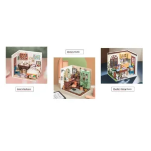 Voordeelpakket Wonderful Life – Jimmy’s Studio – Anne’s Bedroom – Mrs Charlie’s Dining Room -  Robotime Modelbouwpakket