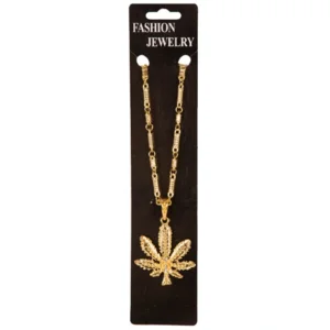 Fashion goudkleurige luxe ketting met wietblad - Ketting met Marihuana/Cannabis symbool