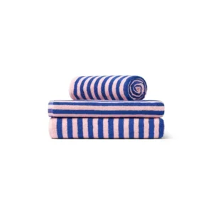 Bongusta Strand Badhanddoek Blauw & Roze Streep 70 x 140 cm Naram