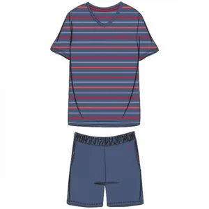 Woody Heren Pyjama Marineblauw Rood Gestreept 201-1-MVS-S/985